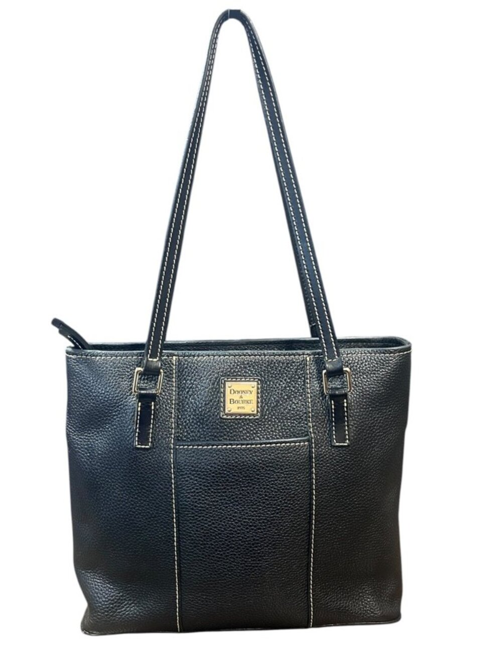 Dooney & Bourke Black Classic Pebble Leather Zip Tote Shoulder Bag